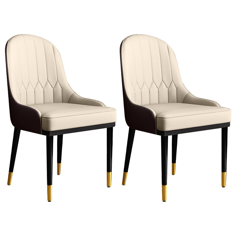Glam Faux Leather Dining Chairs Metal Arm Dining Room Chairs for Restaurant Use