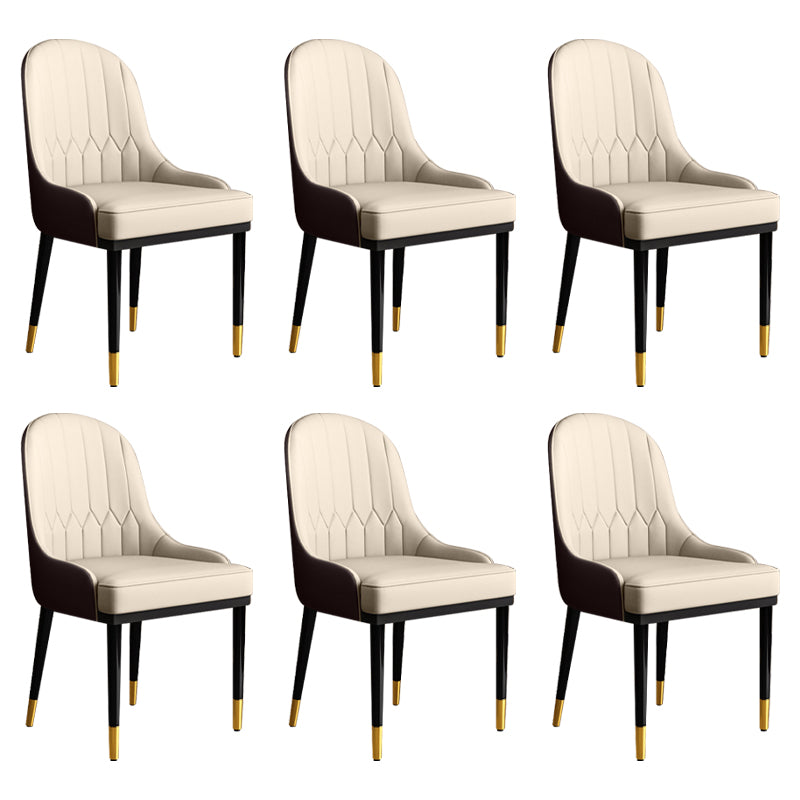 Glam Faux Leather Dining Chairs Metal Arm Dining Room Chairs for Restaurant Use