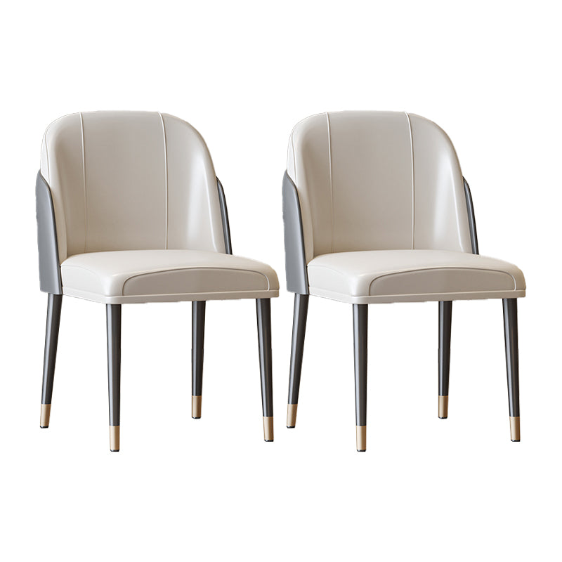 Scandinavian Style Leather Dining Chairs Solid Back Armless Dining Chair