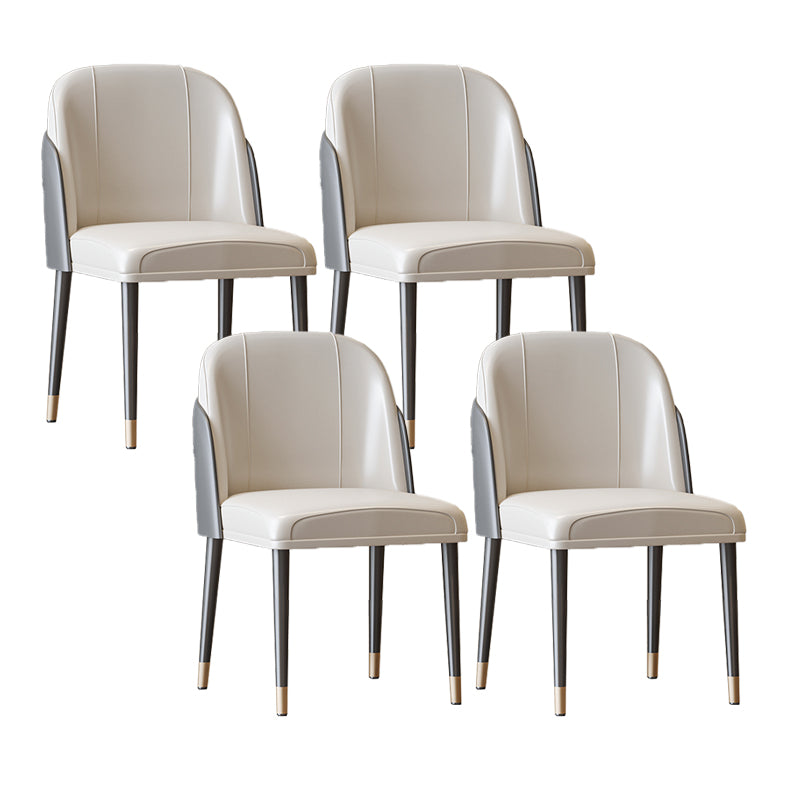 Scandinavian Style Leather Dining Chairs Solid Back Armless Dining Chair