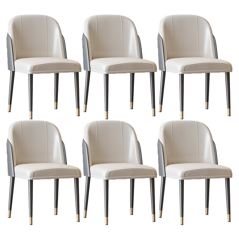 Scandinavian Style Leather Dining Chairs Solid Back Armless Dining Chair