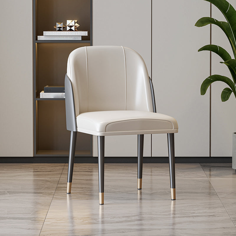 Scandinavian Style Leather Dining Chairs Solid Back Armless Dining Chair