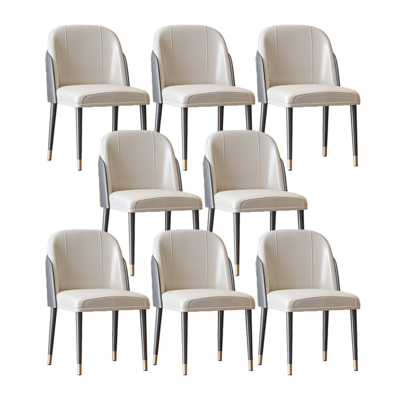 Scandinavian Style Leather Dining Chairs Solid Back Armless Dining Chair