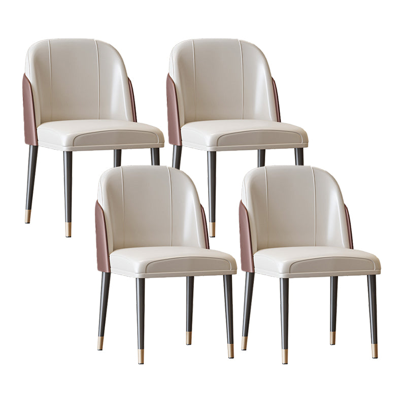Scandinavian Style Leather Dining Chairs Solid Back Armless Dining Chair