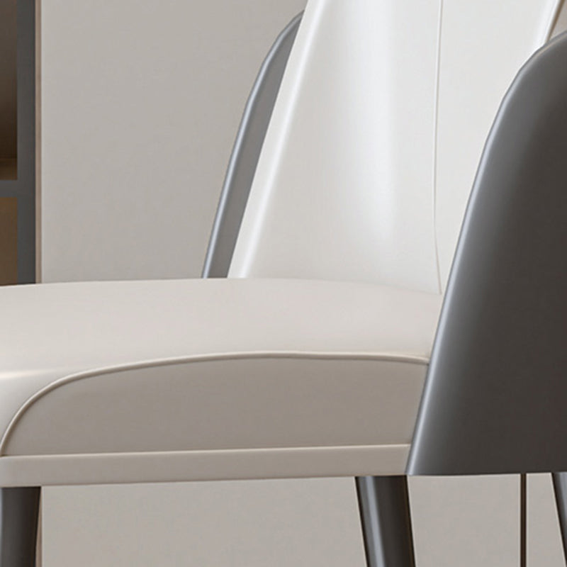 Scandinavian Style Leather Dining Chairs Solid Back Armless Dining Chair