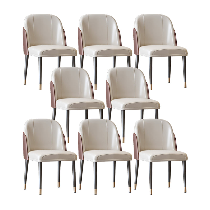 Scandinavian Style Leather Dining Chairs Solid Back Armless Dining Chair
