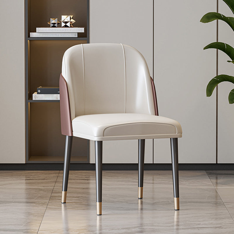 Scandinavian Style Leather Dining Chairs Solid Back Armless Dining Chair
