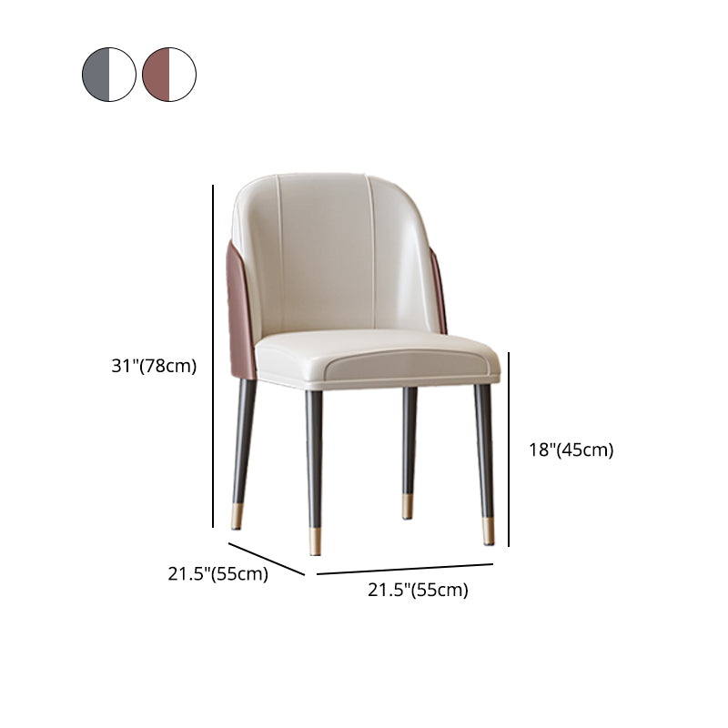 Scandinavian Style Leather Dining Chairs Solid Back Armless Dining Chair