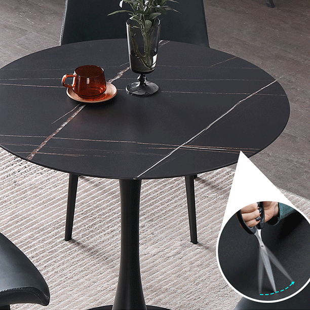 Glam Sintered Stone Dining Table Set Round 1/2/3/4/5 Pieces Dining Set for Home Use