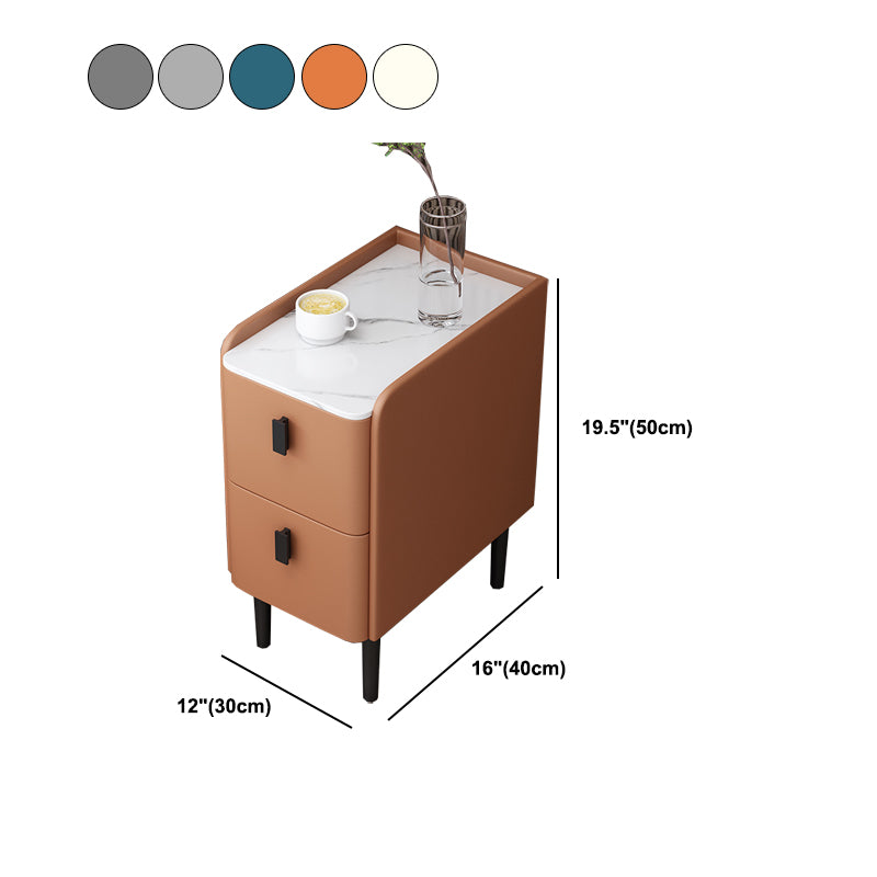 Two Drawer Nightstand 16-inch Groove-door Modern 4 Legs Night Table
