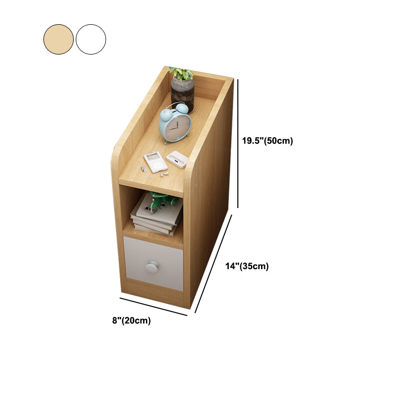 Wood Nightstand with Drawer Storage 20-inch Tall Modern Night Table