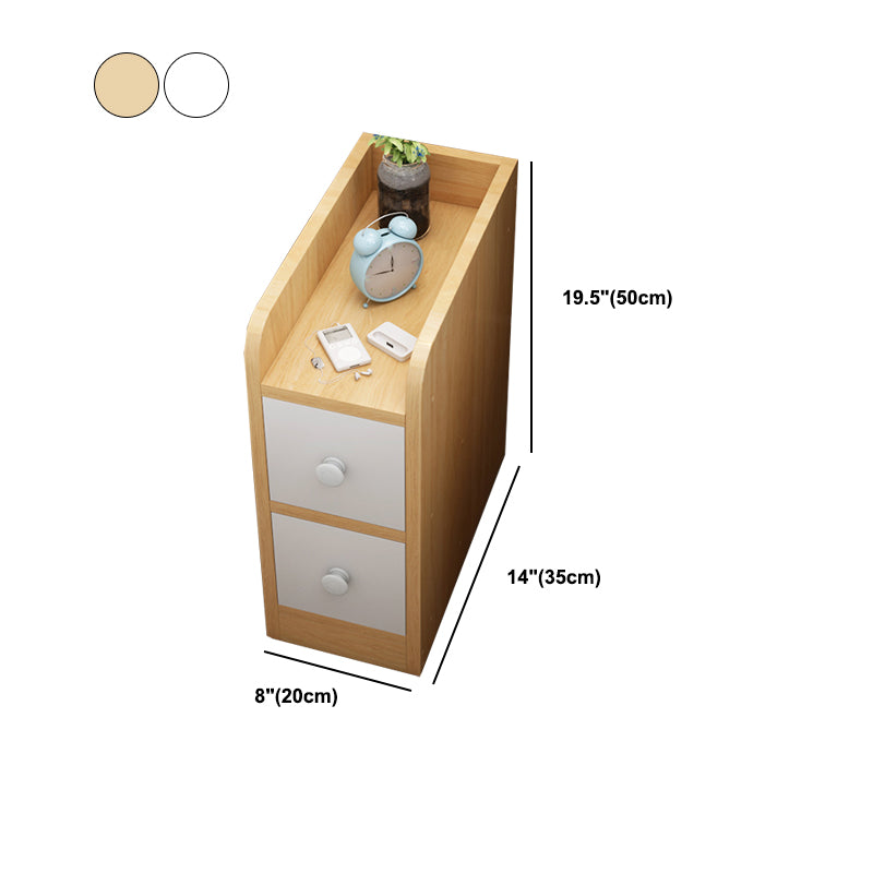 Wood Nightstand with Drawer Storage 20-inch Tall Modern Night Table