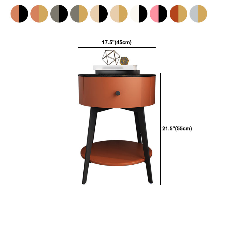 4 Legs Nightstand 22" Tall Accent Table Nightstand with Drawer and Shelf