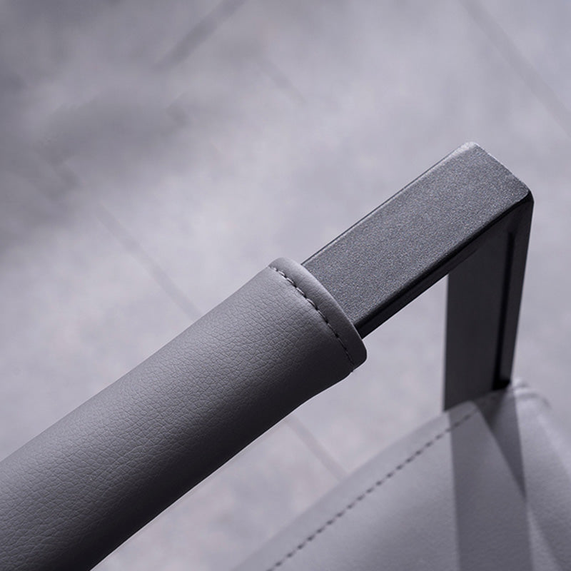 Sled Based Square Arms Faux Leather Arm Chair with Pillow Back