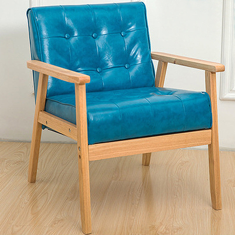 Modern 25.5"W Faux Leather Arm Chair with Basic Four Legs and Tufted Back for Office