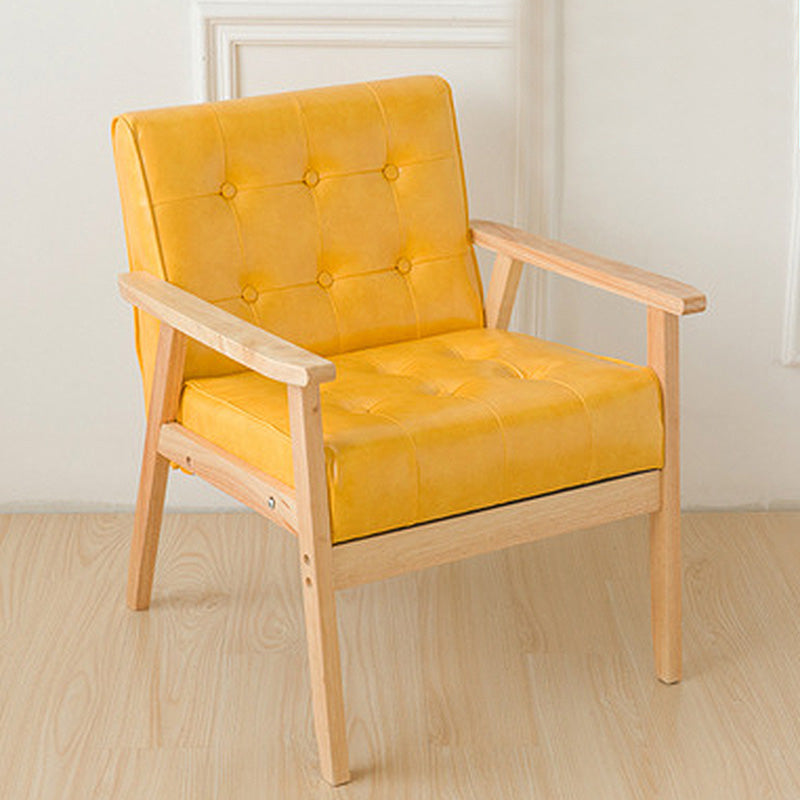 Modern 25.5"W Faux Leather Arm Chair with Basic Four Legs and Tufted Back for Office