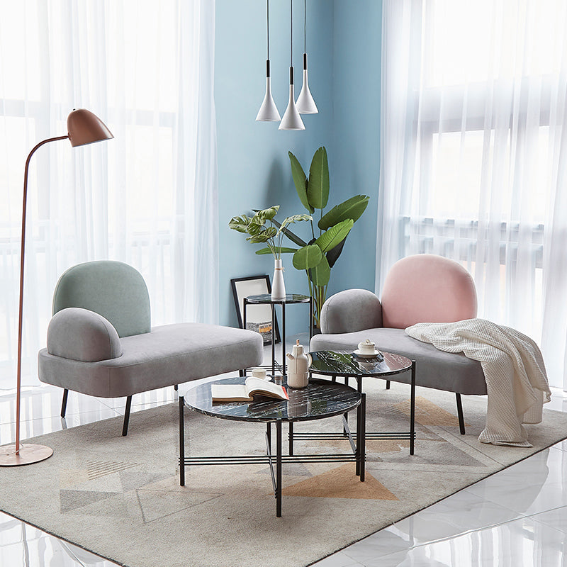 Contemporary Cotton Blend Single Arm Tight Back Light-grey Sofa Set