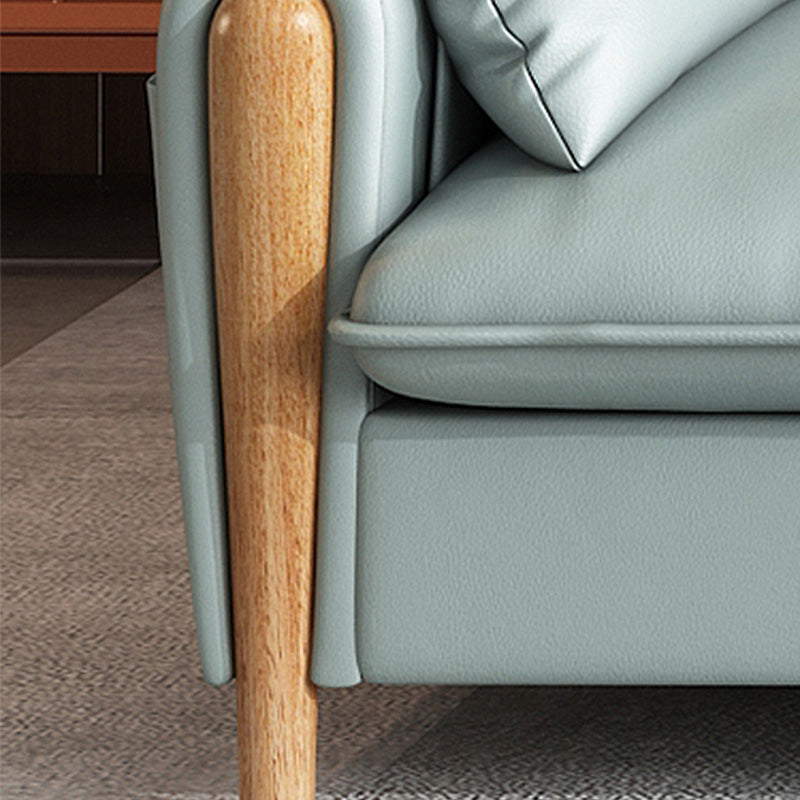 Scandinavian Beige Genuine Leather Straight Arm Sofa/Sectional with Storage