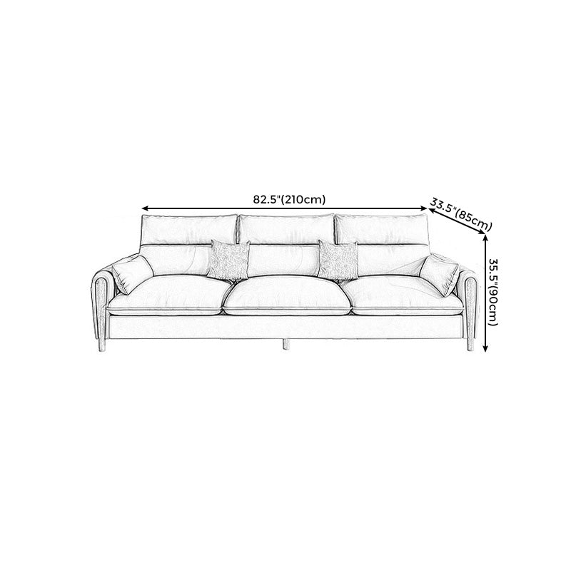 Scandinavian Beige Genuine Leather Straight Arm Sofa/Sectional with Storage