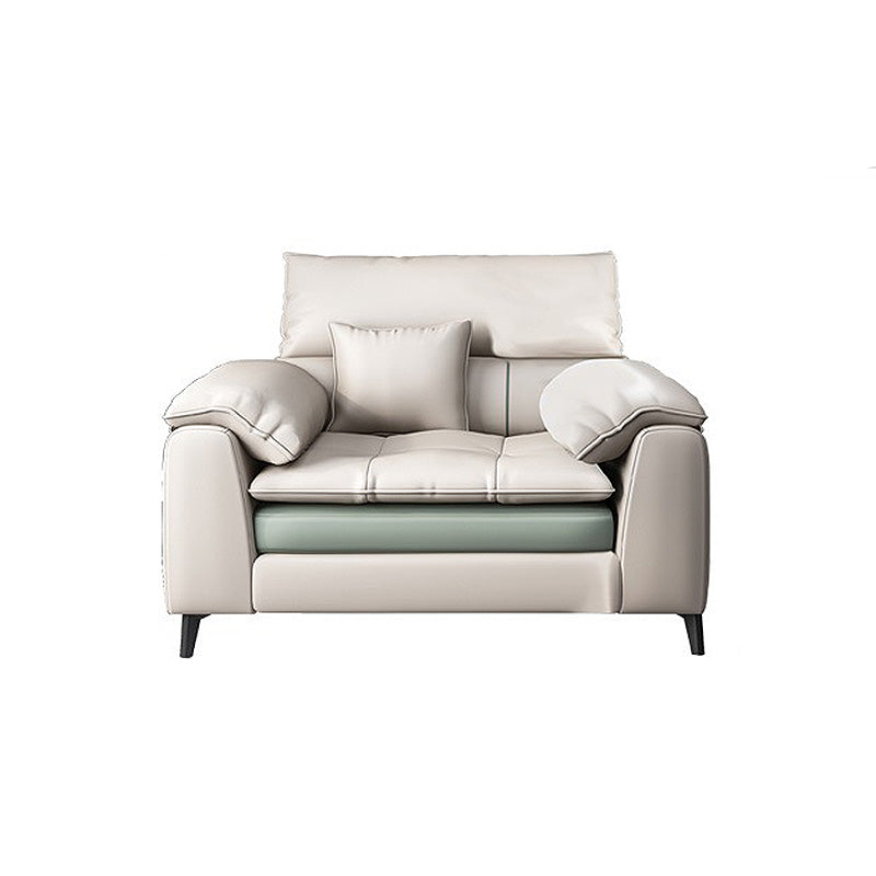 Faux leather Sectional Pillow Top Arm Beige Sectional for Living Room