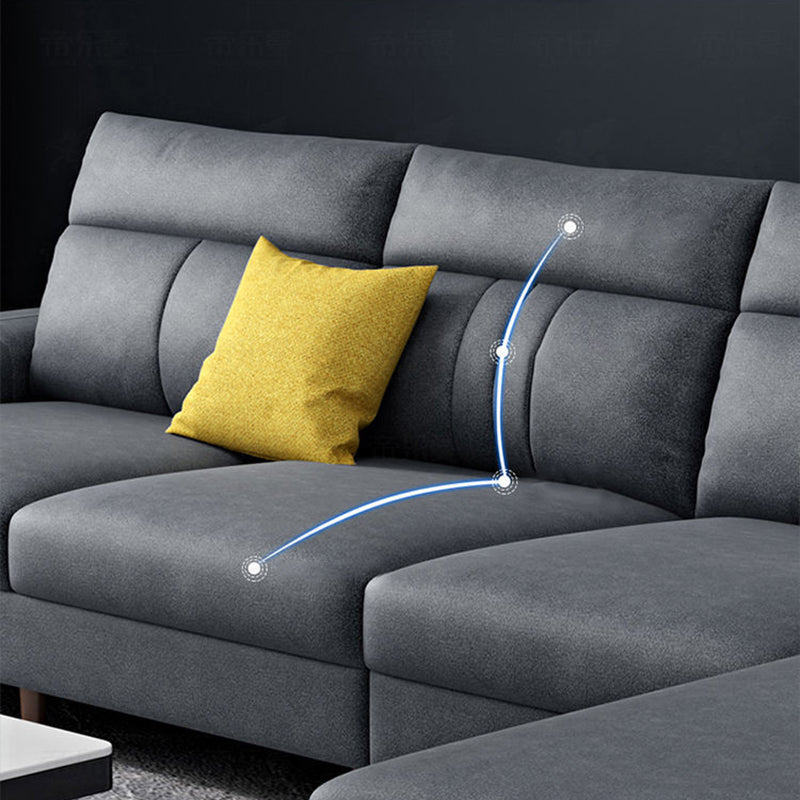 Square Arm Dark Gray Cushion Back Storage Stain-Resistant Sofa