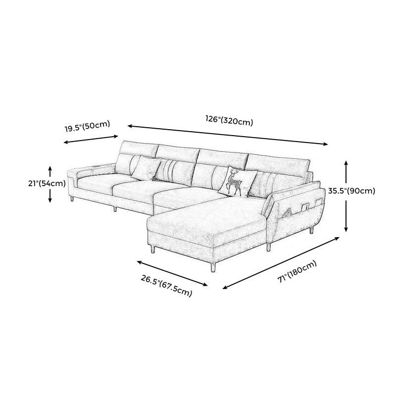 Square Arm Dark Gray Cushion Back Storage Stain-Resistant Sofa
