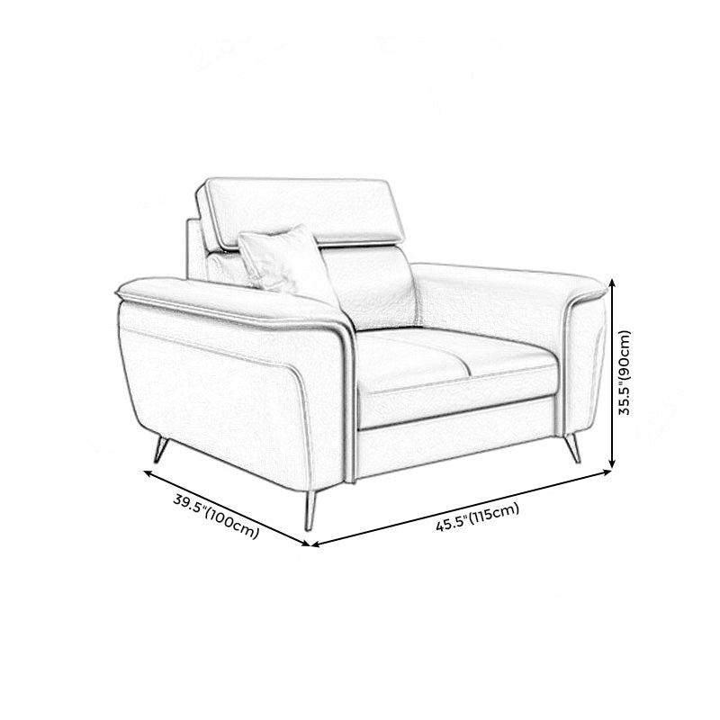 Grey Genuine Leather High Back Pillow Top Arm Sofa/Sectional with Wear-resisting