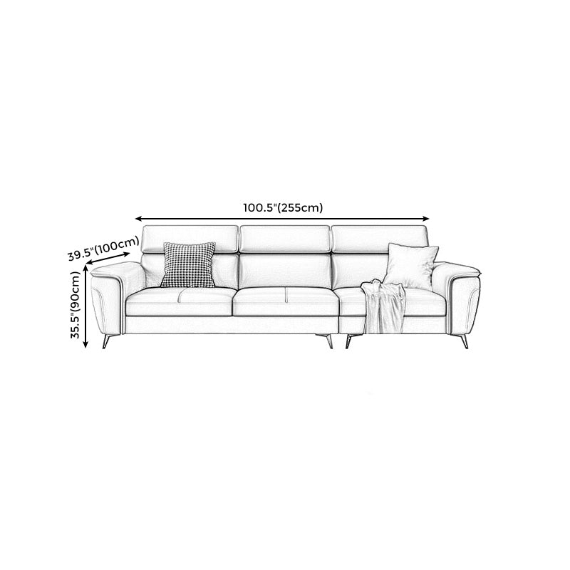Grey Genuine Leather High Back Pillow Top Arm Sofa/Sectional with Wear-resisting