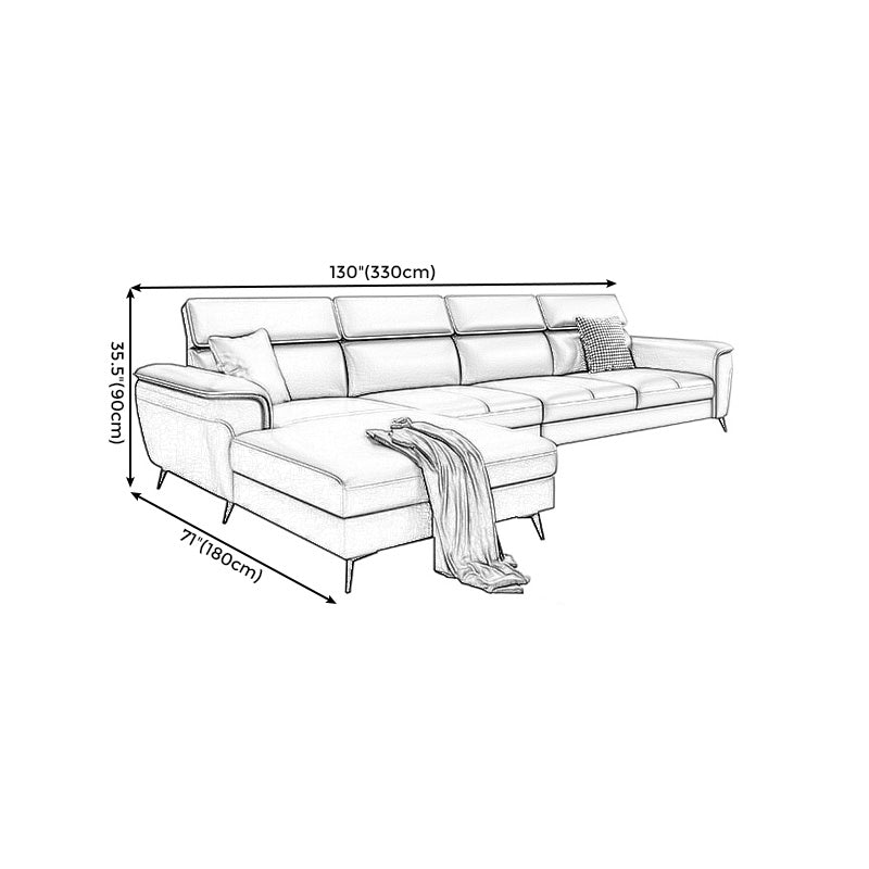 Grey Genuine Leather High Back Pillow Top Arm Sofa/Sectional with Wear-resisting