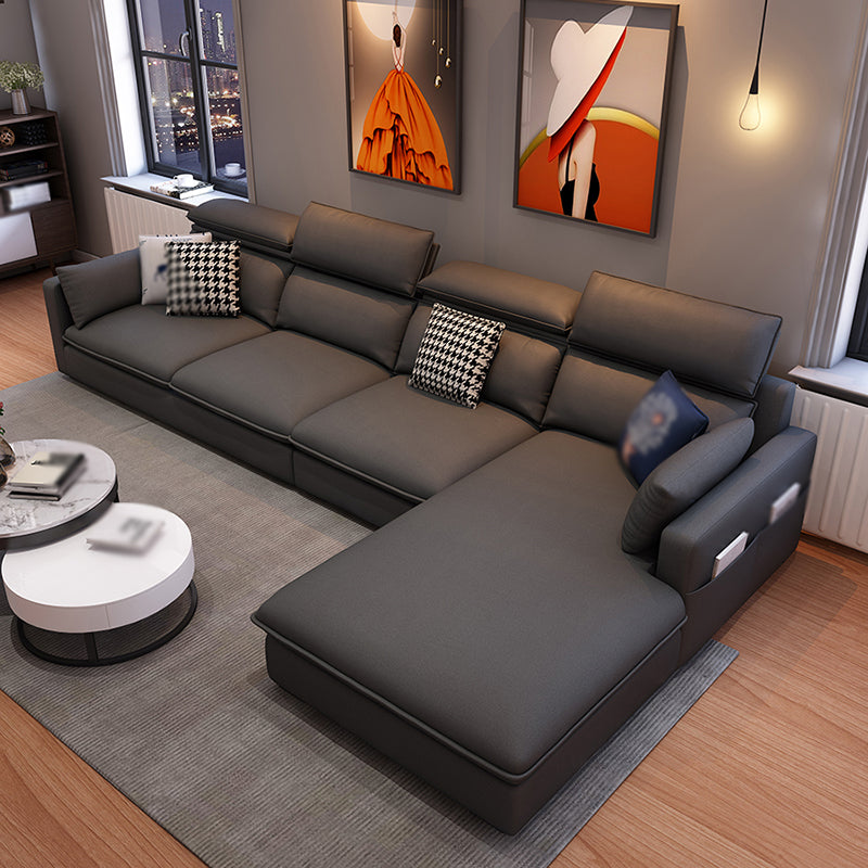 L-Shape High Back Faux leather Square Arm Sectional with Storage and Stain-Resistant