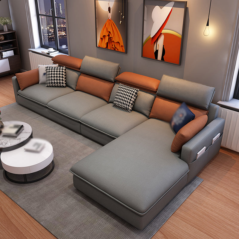 L-Shape High Back Faux leather Square Arm Sectional with Storage and Stain-Resistant