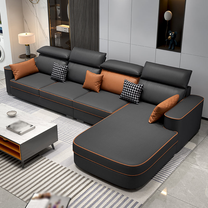 L-Shape High Back Faux leather Square Arm Sectional with Stain-Resistant