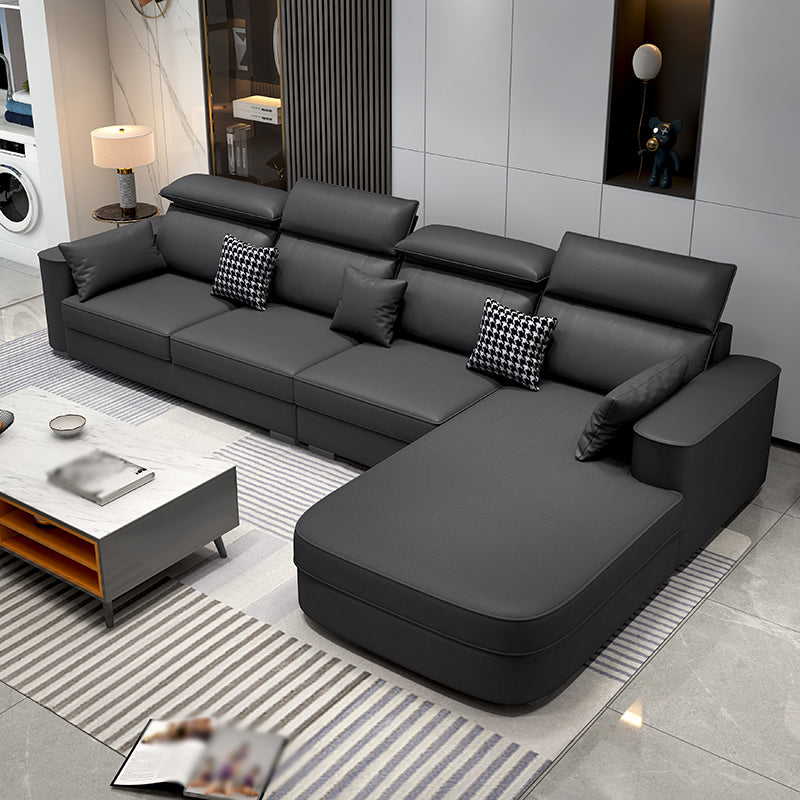 L-Shape High Back Faux leather Square Arm Sectional with Stain-Resistant