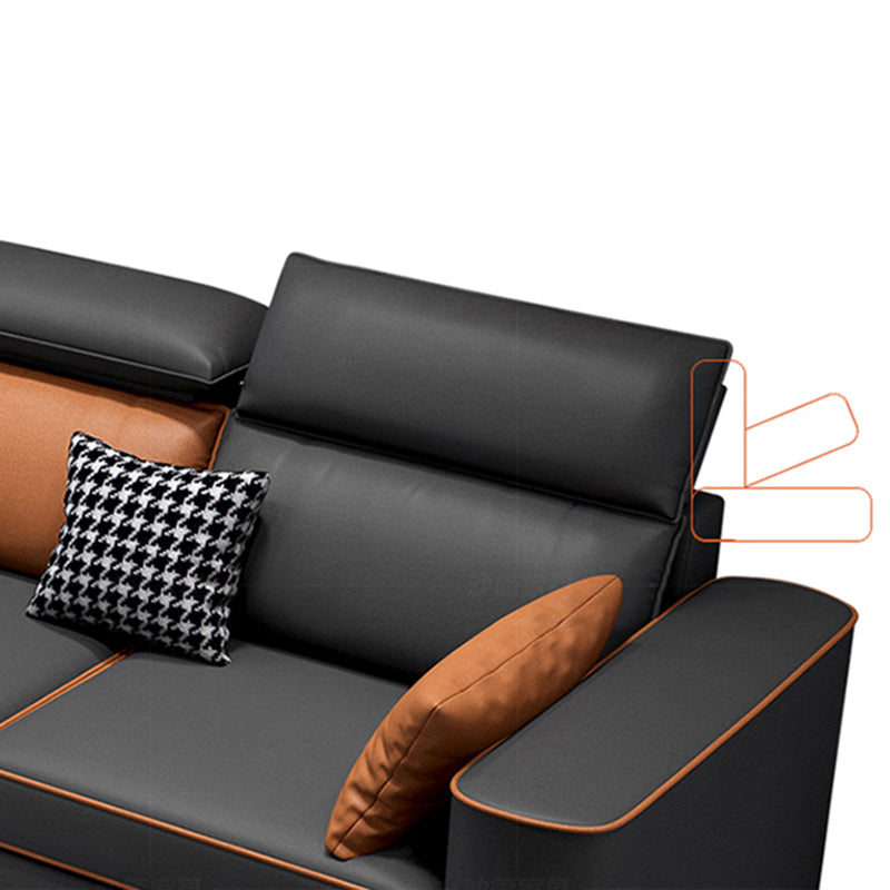 L-Shape High Back Faux leather Square Arm Sectional with Stain-Resistant