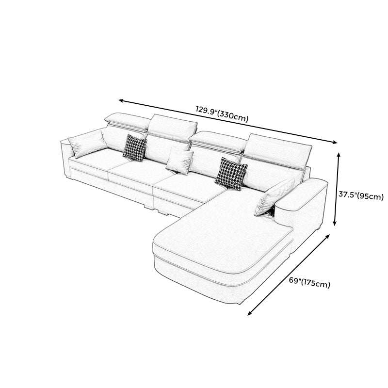 L-Shape High Back Faux leather Square Arm Sectional with Stain-Resistant