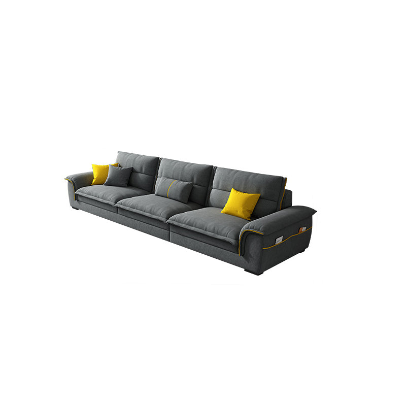 Flared Arm Furniture Sectionals Dark Gray Sofa Sectional with Pillows