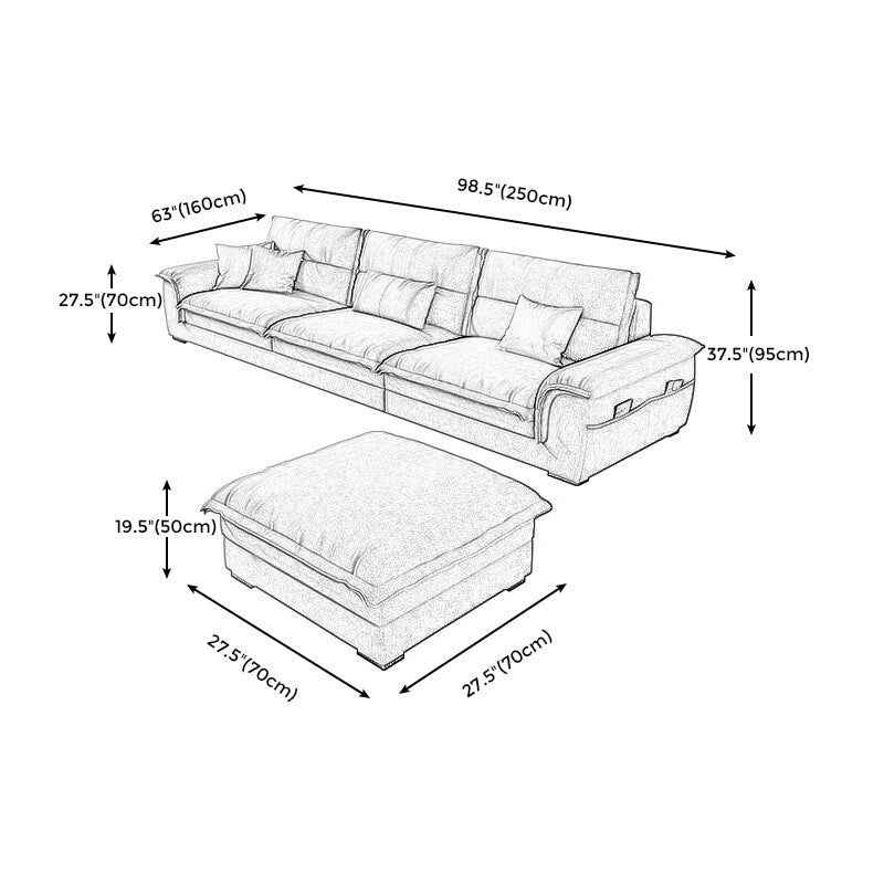 Flared Arm Furniture Sectionals Dark Gray Sofa Sectional with Pillows