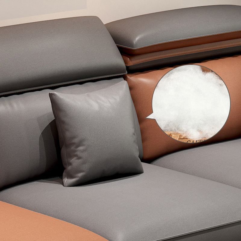 Faux Leather High Back Pillow Top Arm Sectional with Storage and Chaise