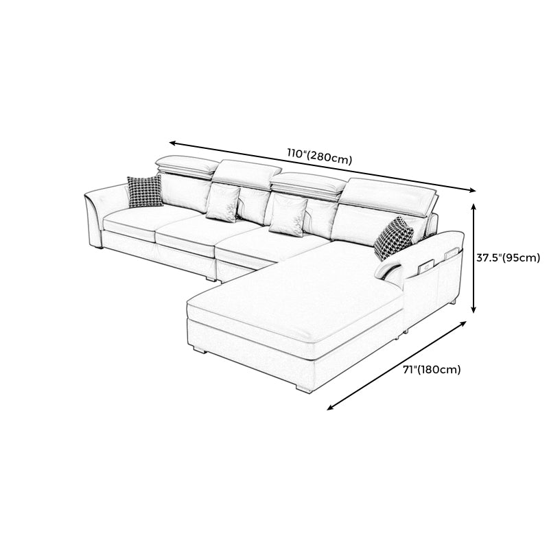 Faux Leather High Back Pillow Top Arm Sectional with Storage and Chaise