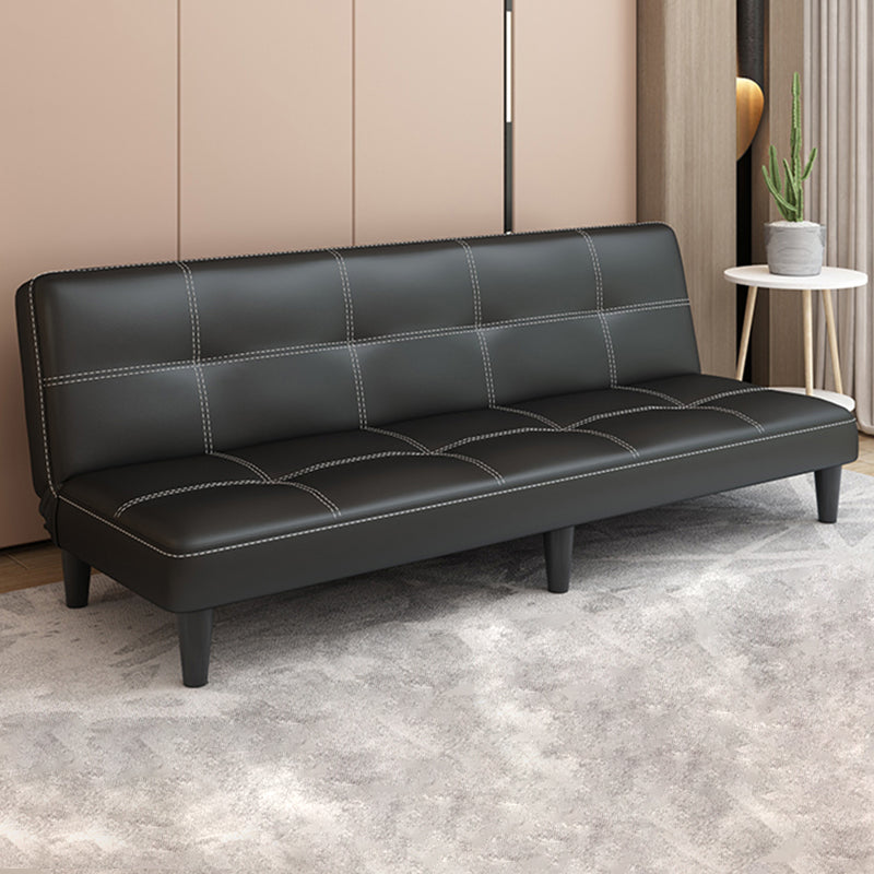 Modern Faux Leather Sofa Armless Convertible Biscuit Back Couch