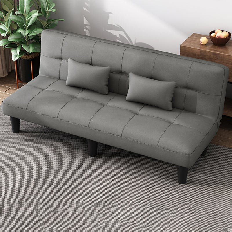 Modern Faux Leather Sofa Armless Convertible Biscuit Back Couch