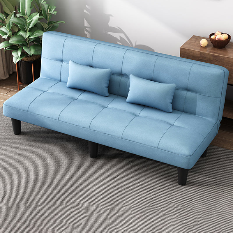 Modern Faux Leather Sofa Armless Convertible Biscuit Back Couch
