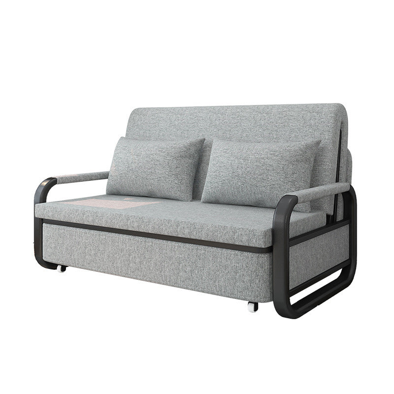 Contemporary Tight Back Sofa Bed Square Arm Fabric Sofa with Storage