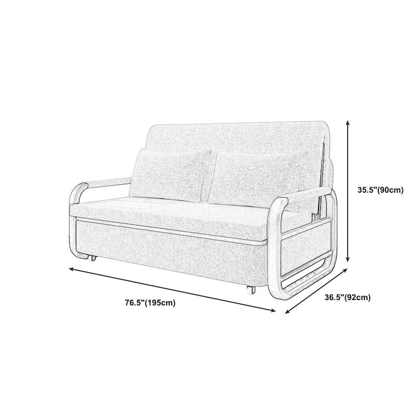 Contemporary Tight Back Sofa Bed Square Arm Fabric Sofa with Storage