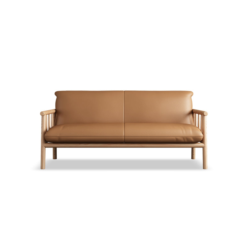 Mid-Century Modern Faux Leather Sofa 29 "W Square Arm Couch for Living Room