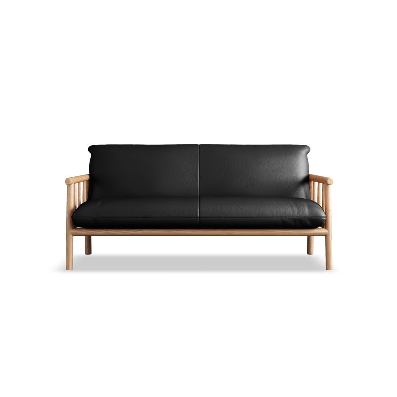 Mid-Century Modern Faux Leather Sofa 29 "W Square Arm Couch for Living Room