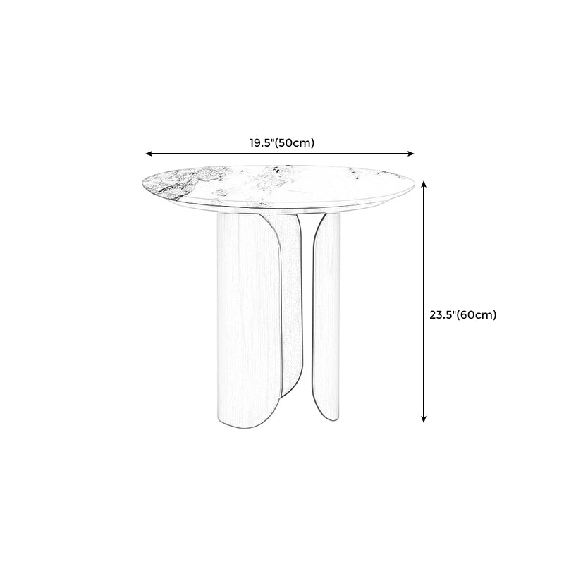 Contemporary Sintered Stone Side End Table with Metal Abstract Base