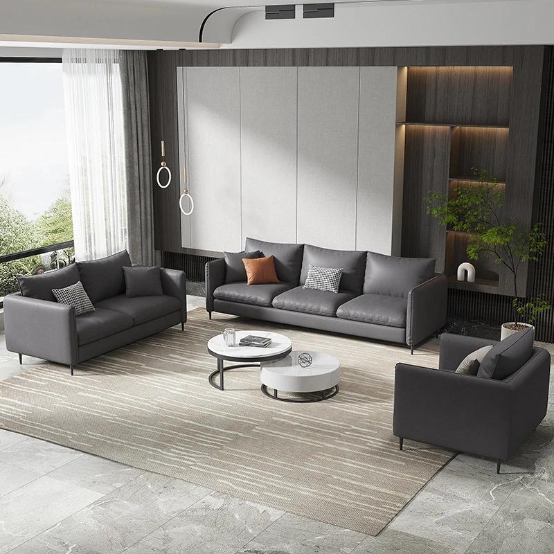 Standard Square Arm Loveseat Loose Back Fabric and Faux Leather Setee in Gray