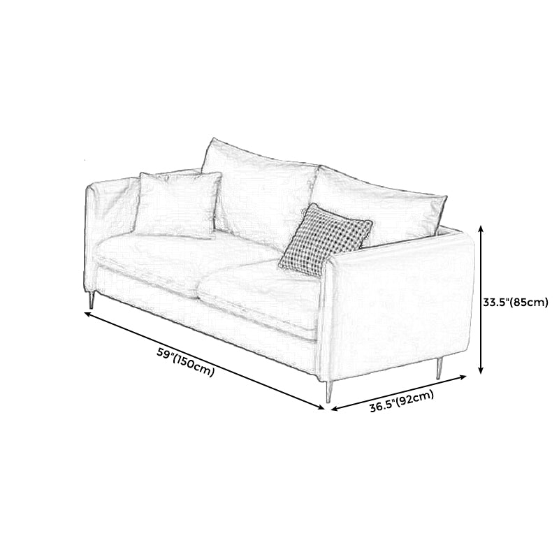 Standard Square Arm Loveseat Loose Back Fabric and Faux Leather Setee in Gray