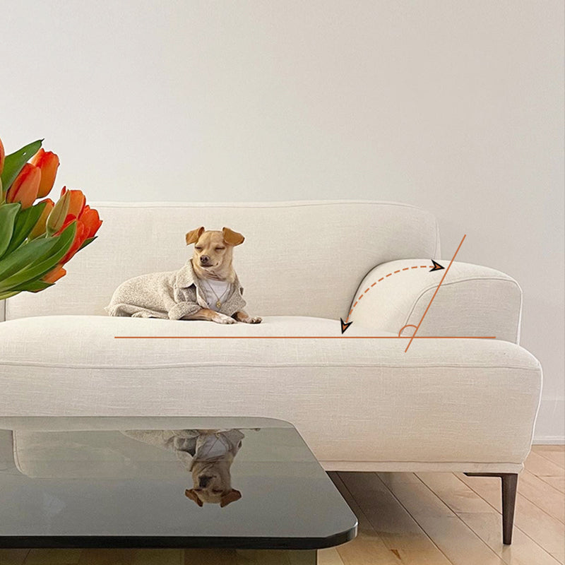 Linen Recessed Arm Sofa 38"W Modern Cushions Sofa for Living Room